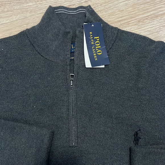 POLO RALPH LAUREN Men's Mesh-Knit Cotton Quarter-Zip Sweater - Picture 3 of 4